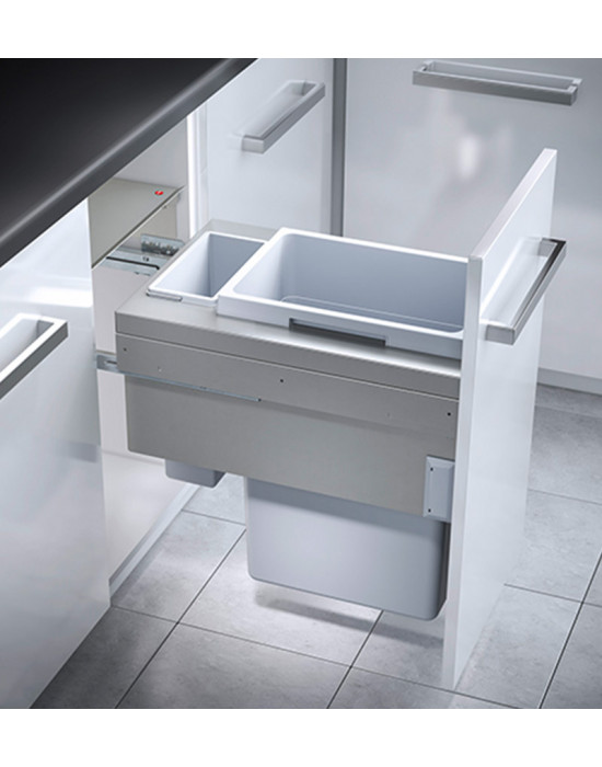 Poubelle de cuisine tri sélectif 2 bacs encastrable 45L (38+7) Hailo Euro Cargo