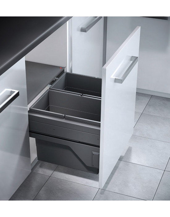 Poubelle de cuisine tri sélectif 2 bacs encastrable 60L (28+28) Hailo Cargo