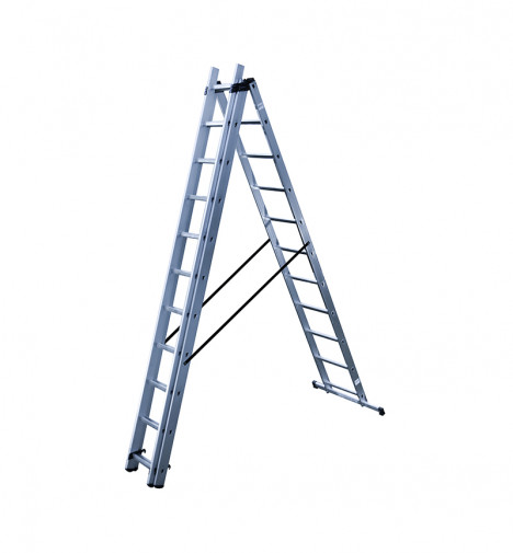 Echelle transformable 3 plans 3x11 échelons 7m80 en aluminium Hailo HobbyStep position échelle double