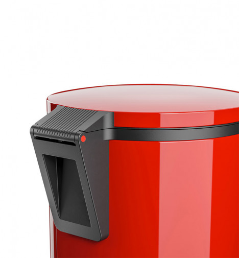 charnière poubelle de cuisine design rouge à pédale 12L Hailo Pure M