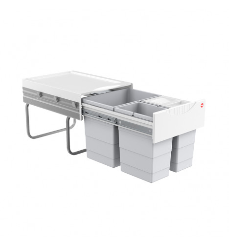 Poubelle de cuisine tri sélectif 3 bacs encastrable 35L (18+8.5+8.5) Hailo AS Raumspar Tandem