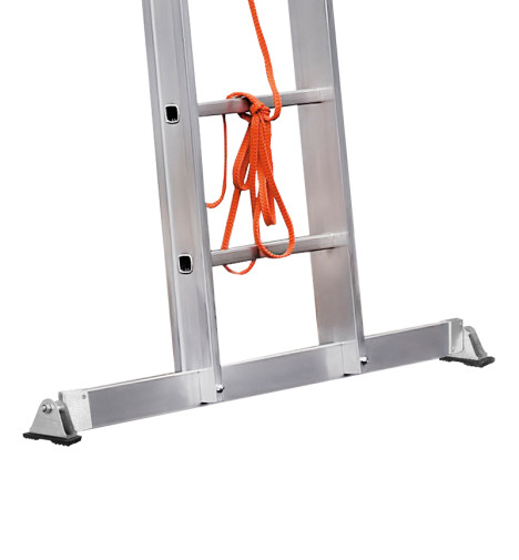 Base rapportée echelle coulissante à corde professionnelle 3 plans 3x12 échelons 8m40 en alu Hailo Trio