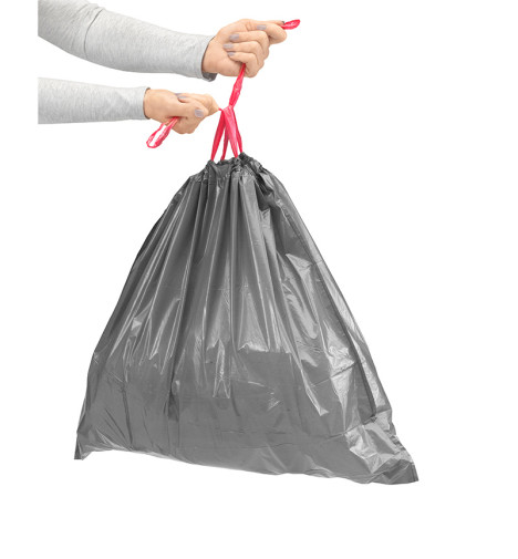 sac poubelle fermeture lanière rouge 55L