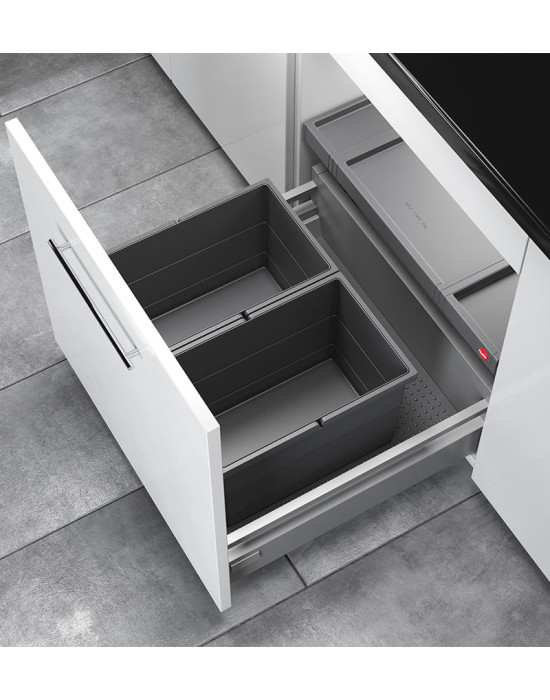 Poubelle de cuisine encastrable AS Allegro S220 2x14L Hailo mise en situation