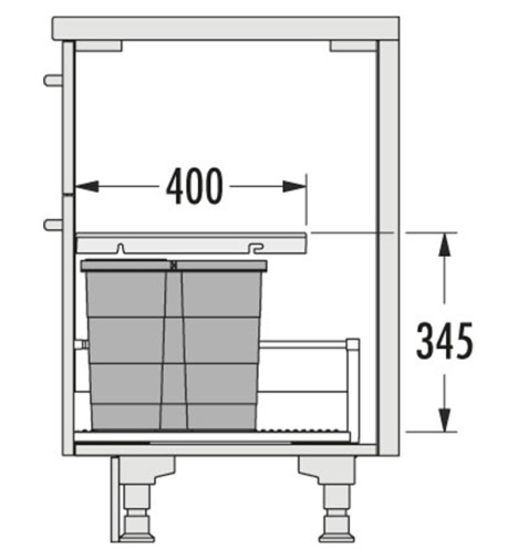 Schéma Poubelle de cuisine encastrable AS Allegro S295 18L + 2x8L Hailo