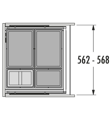 Schéma Poubelle de cuisine encastrable AS Allegro S295 2x18L + 2x8L Hailo
