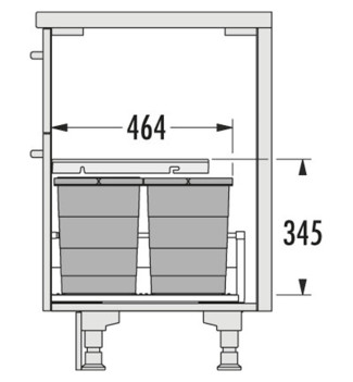 Schéma Poubelle de cuisine encastrable AS Allegro S295 2x18L + 2x8L Hailo