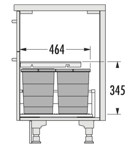 Schéma Poubelle de cuisine encastrable AS Allegro S295 2x18L + 2x8L Hailo