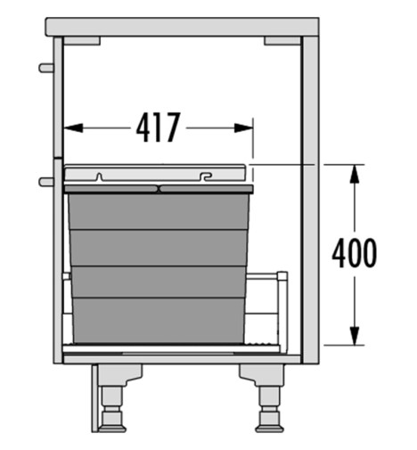 Schéma Poubelle de cuisine encastrable AS Allegro S350 2x28L Hailo