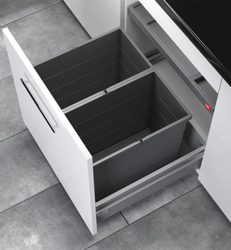 Poubelle de cuisine encastrable AS Allegro S350 2x28L Hailo Mise en situation