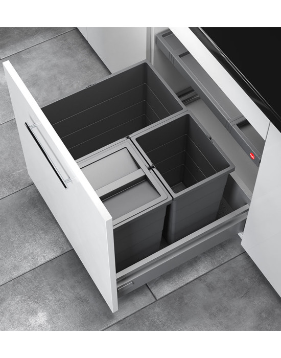 Poubelle de cuisine encastrable AS Allegro S350 28L + 2x13L Hailo Mise en situation