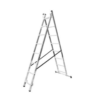 Echelle transformable 2 plans 2x8 échelons 3,45m/4,35m en aluminium Hailo HobbyStep