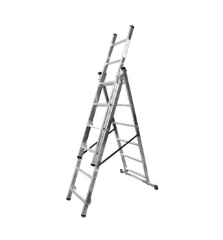 Echelle transformable 3 plans 3x6 échelons 3,15m/4m en aluminium Hailo HobbyStep