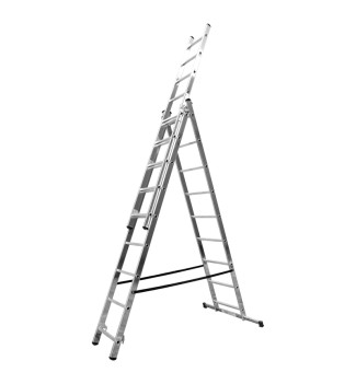 Echelle transformable 3 plans 3x9 échelons 4,85m/5,70m en aluminium Hailo HobbyStep