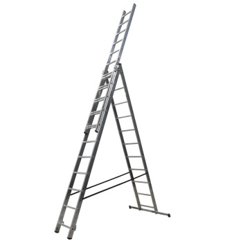 Echelle transformable 3 plans 3x11 échelons 6,55m/7,35m en aluminium Hailo HobbyStep