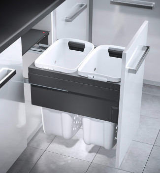 Double panier à linge encastrable 66L gris anthracite Hailo Laundry Carrier 450