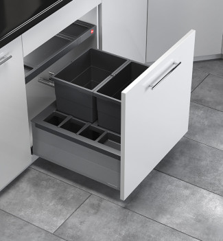 Poubelle de cuisine encastrable pour meuble coulissant 40L Hailo Separato K600