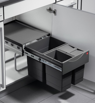 Poubelle de cuisine tri sélectif 3 bacs encastrable 34L (18+8+8) Hailo AS Raumspar Tandem