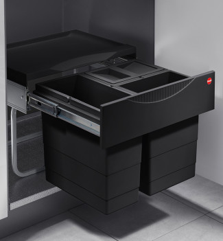 Poubelle de cuisine tri sélectif 2 bacs encastrable 28L (12+8+8) Hailo Raumspar Tandem S