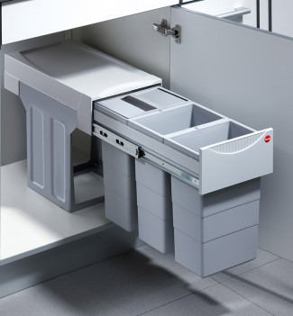 Poubelle de cuisine tri sélectif 3 bacs encastrable 30L (10+10+10) Hailo Terzett