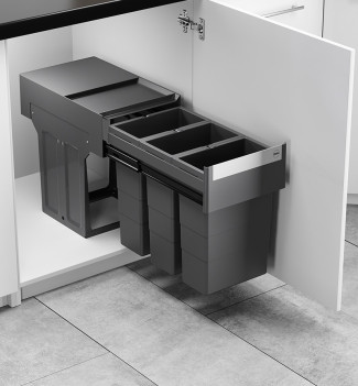 Poubelle de cuisine 3 bacs encastrables 24L (8+8+8) Hailo AS Tandem