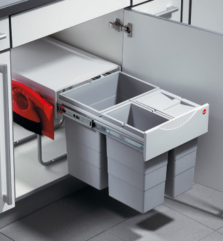 Poubelle de cuisine encastrable 3 bacs 40L (20+10+10) Hailo AS Raumspar Tandem
