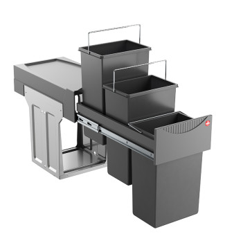 Poubelle de cuisine tri sélectif 3 bacs encastrable sous évier 30L (10+10+10) Hailo AS Terzett