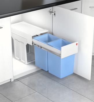 Poubelle encastrable 2 bacs antibactérien 30L (15+15) Hailo AS Tandem