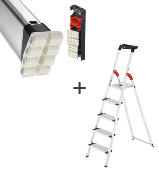 Escabeau 5 marches extra larges Hailo ProfiStep XXL + Embouts EasyClix Living