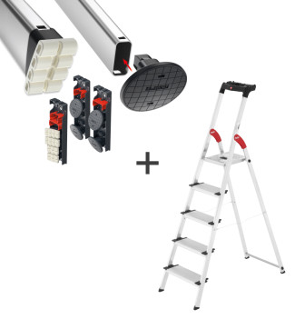Escabeau 5 marches extra larges Hailo ProfiStep XXL + Embouts EasyClix Garden & Living