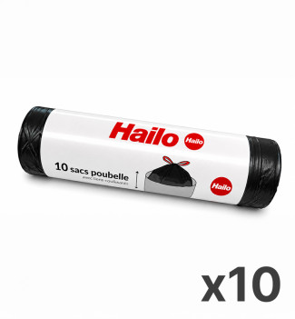 10 rouleaux de 10 sacs poubelle universels 30 à 50L
