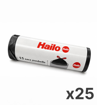 25 rouleaux de 15 sacs poubelle universels 20 à 30L