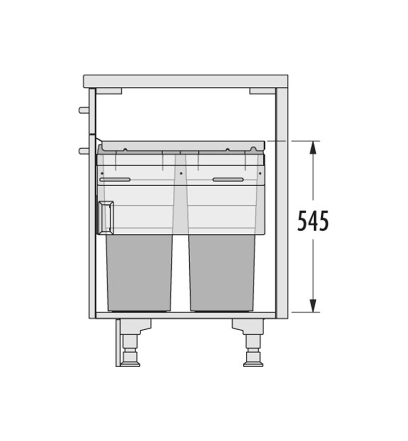 poubelle-encastrable-2-bacs-38L-de-cuisine-design---PLAN-PROFIL